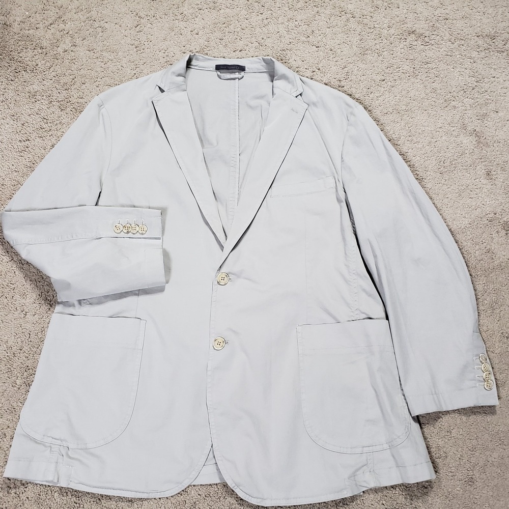 C-LAB NYC Mens 46L Blazer Garment Dyed Stretch Cotton Unlined Gray Lightweight